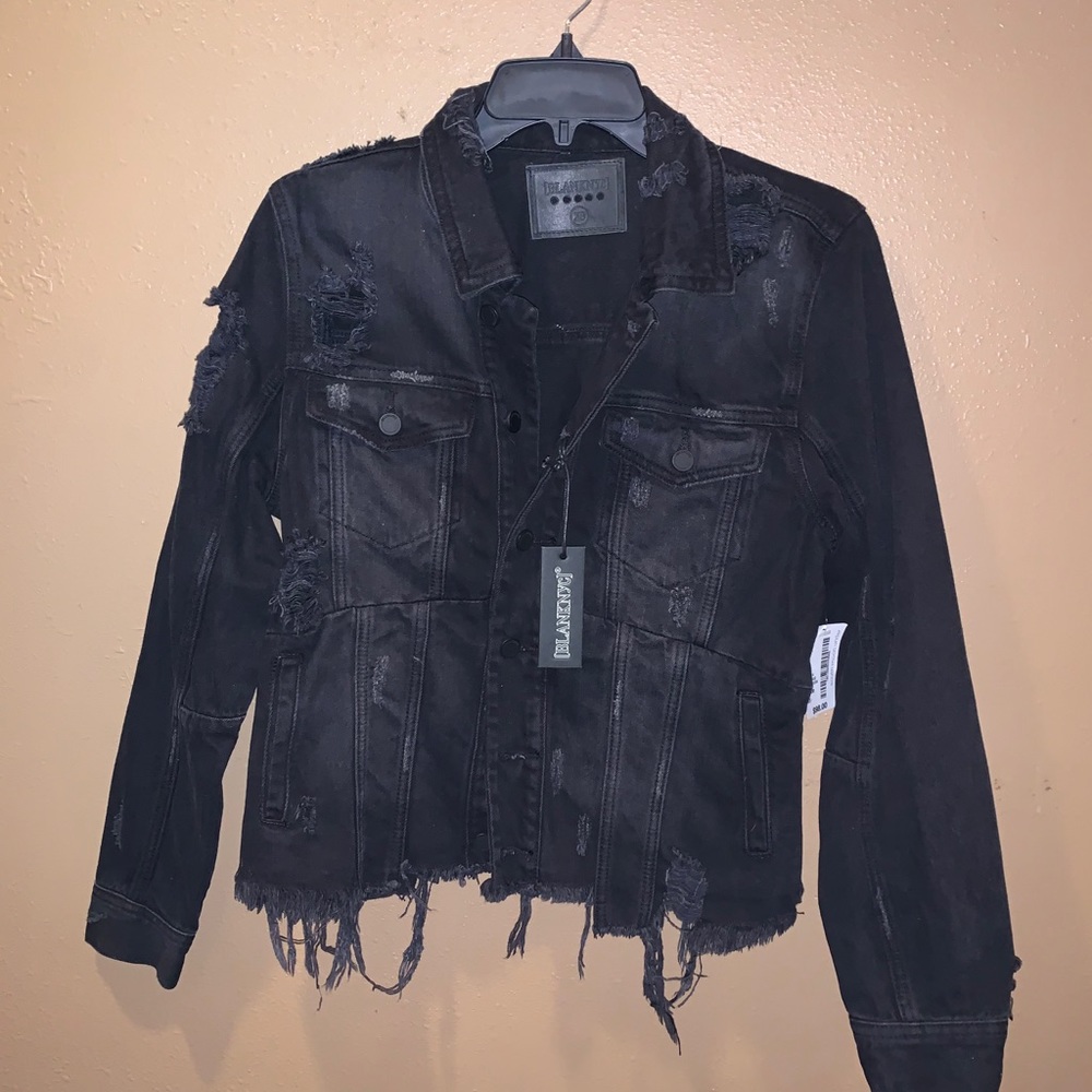 BLANK NYC black denim distressed jacket